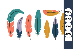Colorful feather set vector illustration in various shapes a Product Image 1