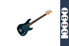 Electric bass guitar dark blue body wooden neck musical inst Product Image 1
