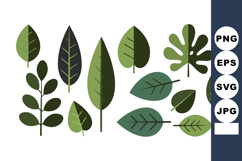 Various Green Leaves Vector Illustration with Different Shap Product Image 1