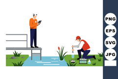 Environmental Scientists Collecting Water Samples for Testin Product Image 1