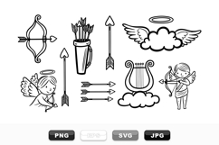 Hand Drawn Cupid Arrow Vector Clipart Bundle Product Image 1