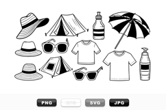 Hand Drawn Summer Camping Essentials Clipart Set Product Image 1