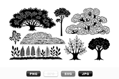 Hand Drawn Vintage Tree Vector Clipart Set Product Image 1