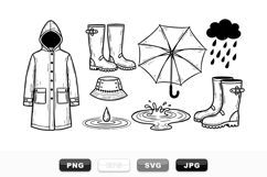 Hand Drawn Rainy Weather Clipart Bundle for Crafts Product Image 1