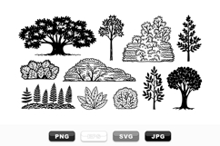 Vintage Engraved Tree And Bush Clipart Set For Crafts Product Image 1