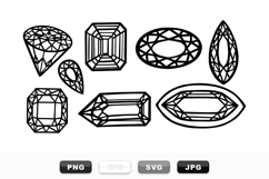 Geometric Diamond Gemstone Vector Clipart Set Product Image 1