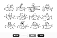 Whimsical Animal Airplanes Vector Clipart Set Product Image 1