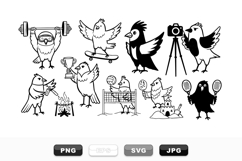 Hand Drawn Funny Cartoon Bird SVG Clipart Bundle Product Image 1