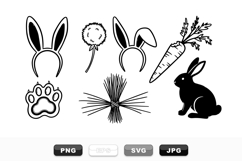Minimal Hand Drawn Easter Bunny SVG Clipart Set Product Image 1