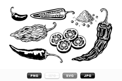 Hand Drawn Chili Pepper Vector Clipart Bundle Product Image 1