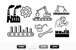 Industrial Factory Machines and Tools Vector Set Product Image 1