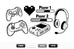 Hand Drawn Retro Gaming Controllers Clipart Bundle Product Image 1