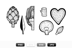 Hand Drawn Artichoke Botanical Clipart Set Product Image 1