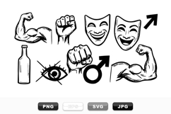 Masculine Strength Icon Vector Clipart Set Product Image 1