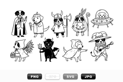 Hand Drawn Halloween Dog Costume Clipart Set Product Image 1