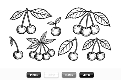 Hand Drawn Cherry Vector Clipart Bundle for Crafts Product Image 1