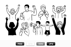 Hand Drawn Cheering People Vector Clipart Set Product Image 1