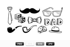 Hand Drawn Retro Dad Accessories Clipart Set Product Image 1