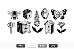 Vintage Bees Hives Botanical Clipart Set Product Image 1