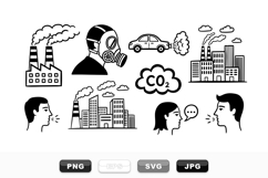 Air Pollution Vector Clipart Set for Environmental Design Product Image 1