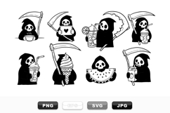 Cute Grim Reaper Clipart Set With Summer Drinks Product Image 1