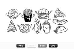 Hand Drawn Cute Fast Food Character SVG Bundle Product Image 1