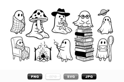 Hand Drawn Cute Ghost Vector Clipart Bundle Product Image 1