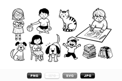 Hand Drawn Kids And Pets Clipart Collection Product Image 1