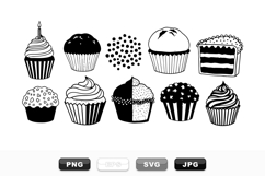 Hand Drawn Cupcake And Cake Clipart Bundle Set Product Image 1