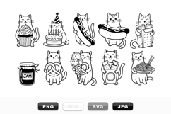 Hand Drawn Cute Cat Food Cartoon Clipart Set Product Image 1