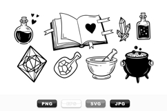 Hand Drawn Witchcraft Potion and Crystal Clipart Bundle Product Image 1