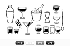 Hand Drawn Cocktail Barware SVG Clipart Bundle Product Image 1