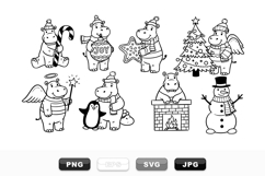Cute Hippo Christmas SVG Bundle For Holiday Crafts Product Image 1