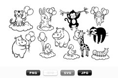 Hand Drawn Cute Animal Balloon Clipart Bundle Product Image 1