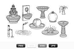 Hand Drawn Fountain Vector Set for Garden Decor Product Image 1