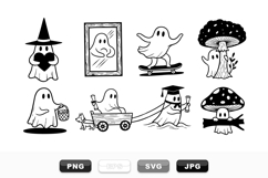 Cute Playful Ghost Clipart Vector Bundle for Halloween Product Image 1