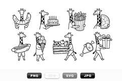 Cute Giraffe Cartoon Food Clipart Bundle Product Image 1