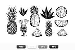 Hand Drawn Vintage Pineapple Clipart Bundle for Summer Product Image 1