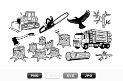 Hand Drawn Lumberjack Tools And Logging Clipart Set Product Image 1