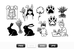 Hand Drawn Easter Bunny SVG Bundle For Crafts Product Image 1