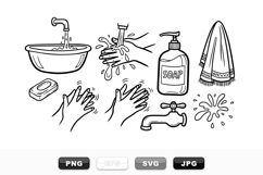 Hand Drawn Handwashing SVG Clipart Bundle For Print Product Image 1