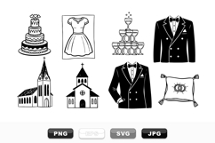 Hand Drawn Wedding SVG Clipart Bundle For Invitations Product Image 1