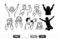 Hand Drawn People and Gesture Vector Clipart Set Product Image 1