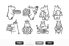 Hand Drawn Hippo Food Clipart Set for Kids Product Image 1