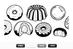Hand Drawn Donut Vector Clipart Set for Bakery Designs Product Image 1