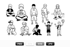 Line Art Kids Activity Clipart Bundle Set Product Image 1