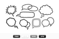 Hand Drawn Comic Speech Bubble Clipart Set Product Image 1