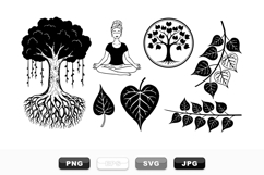 Hand Drawn Yoga Meditation Tree Clipart Bundle Product Image 1