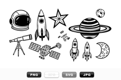 Hand Drawn Space Exploration Clipart Set for Crafts Product Image 1