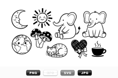 Hand Drawn Cute Animal Clipart Vector Bundle Product Image 1